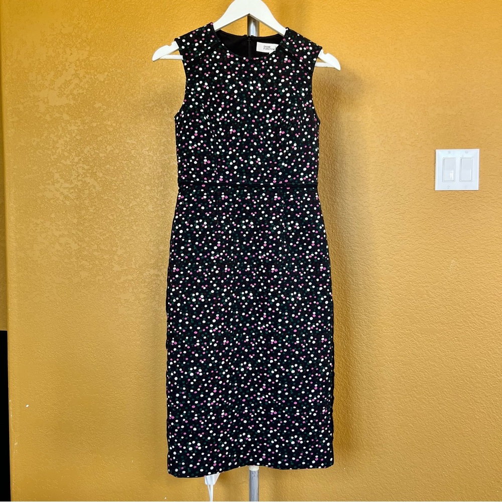 Diane Von Furstenberg Dress Pace Polka Dot Jacquard Sheath Pencil Skirt Dress - Picture 6 of 15